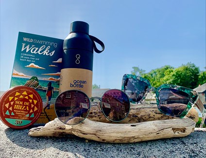 coastal themed products on a beach