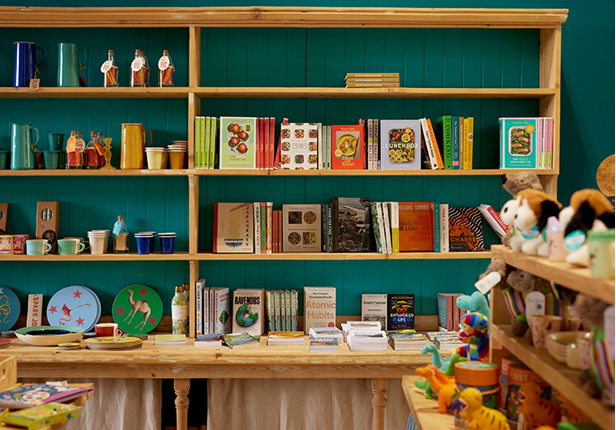 Books on a shelf in a retail setting