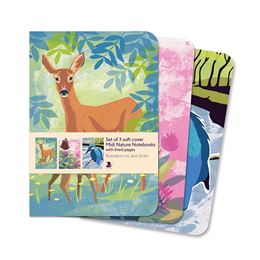 NATURE NOTEBOOKS MIDI SET OF 3 (DEER/BUTTERFLY/KINGFISHER)