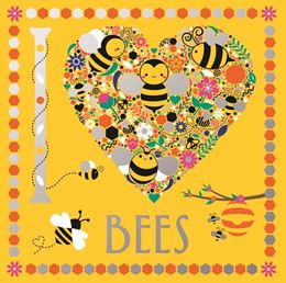 I HEART BEES COLOURING