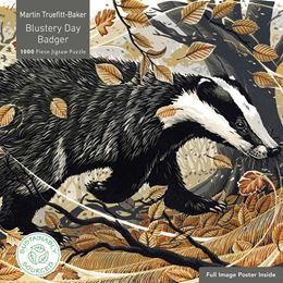 BLUSTERY DAY BADGER 1000 PIECE SUSTAINABLE JIGSAW PUZZLE