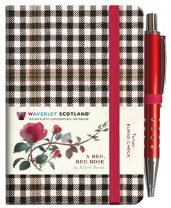TARTAN CLOTH NOTEBOOK MINI WITH PEN: RED RED ROSE